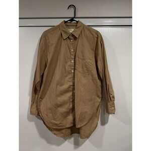 Anthropologie Maeve The Bennet Buttondown Shirt Top Brown Size Small Oversize